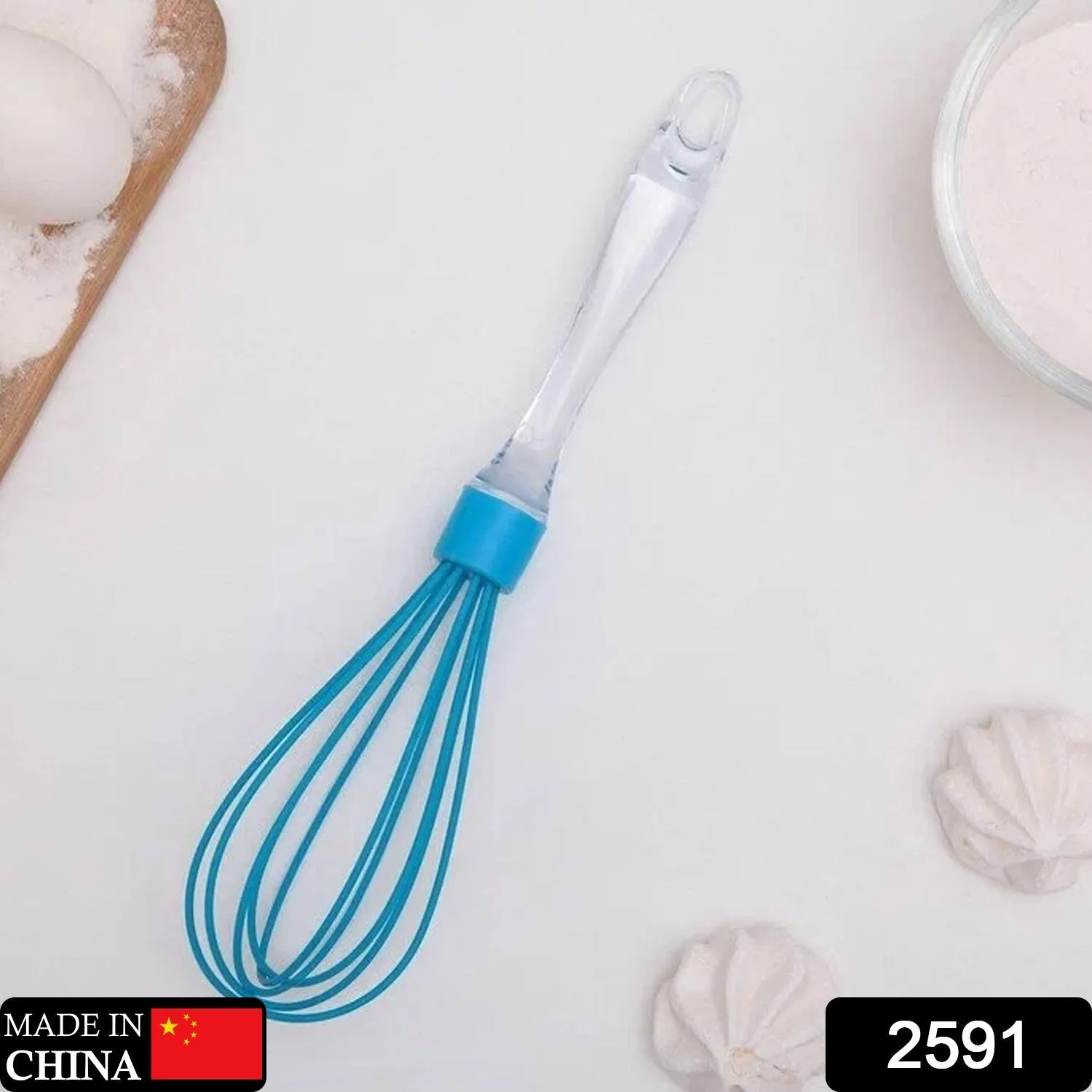 2591 Acrylic Handle Silicone Whisk Manual Balloon Wire Whisk Hand Egg Mixer Beater Kitchen Blender Egg Tool Silicone Balloon Whisk