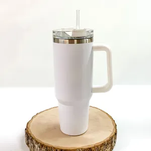 40 oz Tumbler  with Handle in White