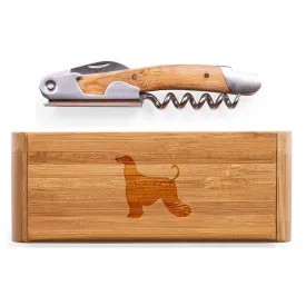 Afghan Hound Elan Bamboo Corkscrew with Laser Engraved Case