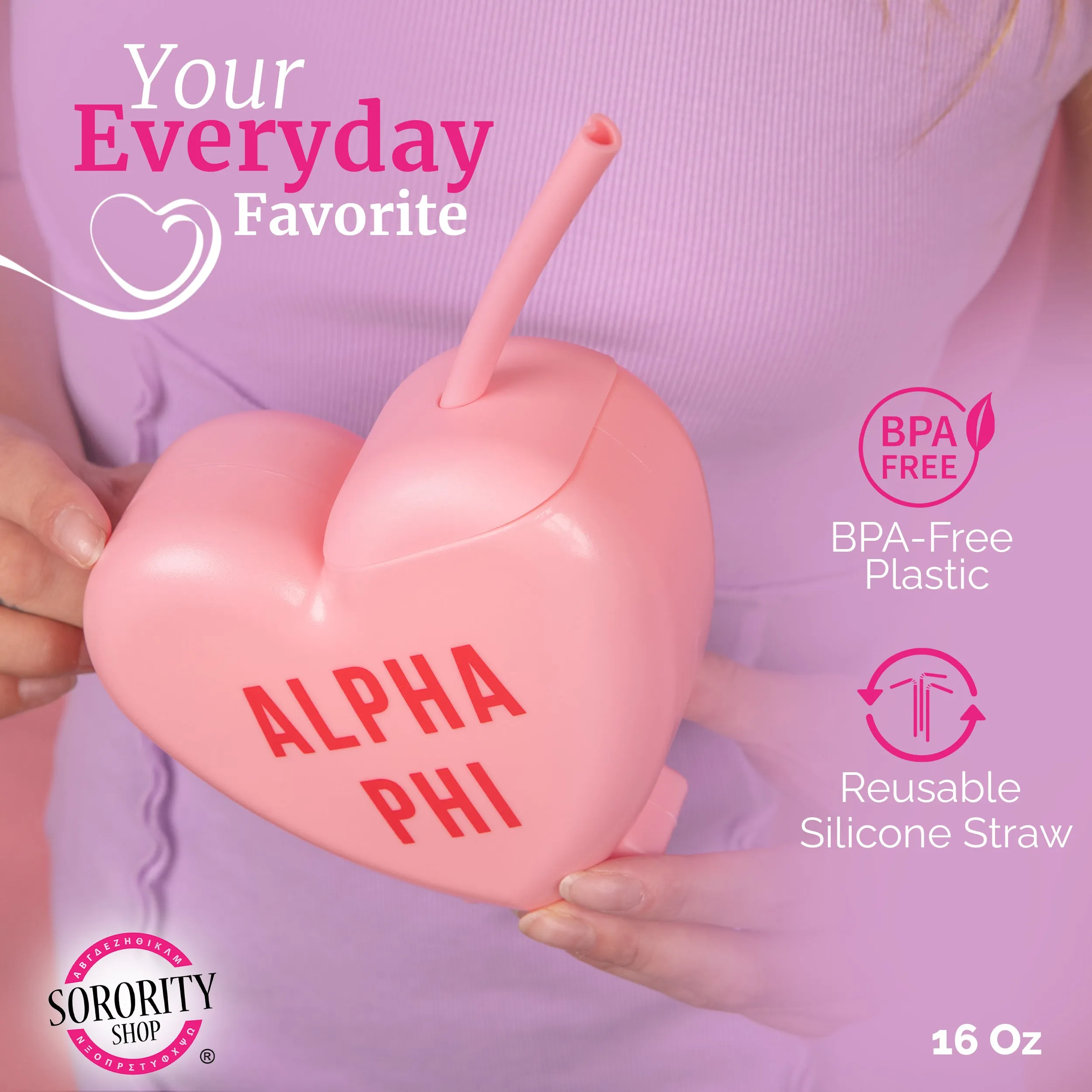 Alpha Epsilon Phi Tumbler- Candy Heart Shaped