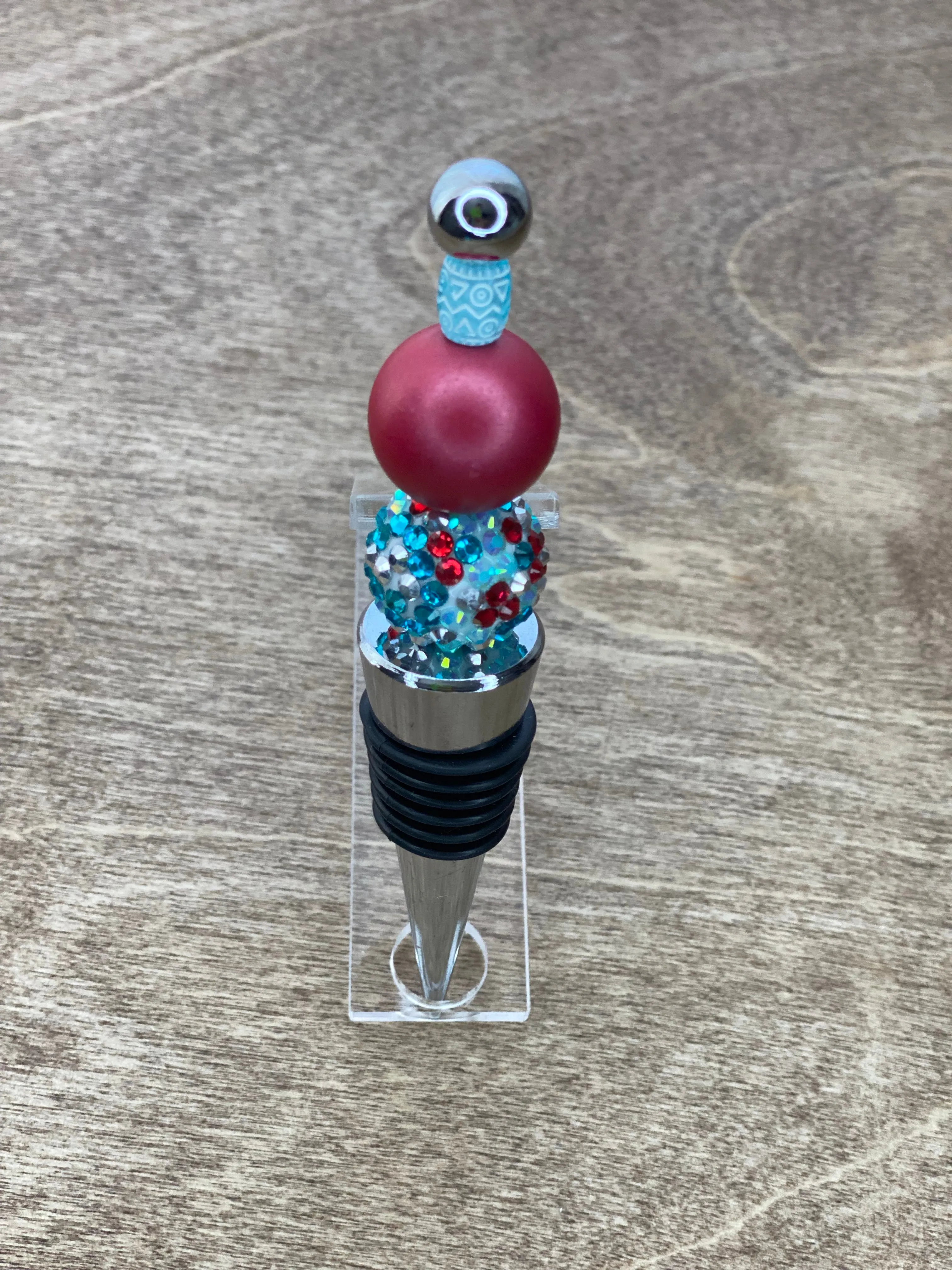 Aqua Rose  Wine Bottle Stopper