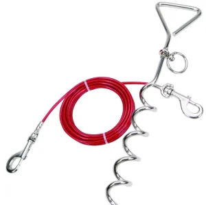 Chrome Dog Stakes - 2 Pack - 8mm X 16 Inch - Supports Heavy-Duty Tie-Out Lead