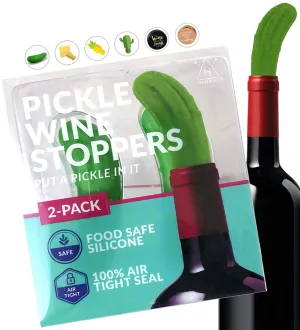 Funny Pickle Wine Stopper   Gift Box "Put A Pickle In It" Set Of 2