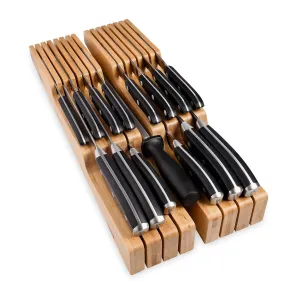 In Drawer Knife Block Bamboo, Holds 16 Knives   Knife Sharpener Slot