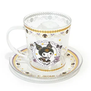 Kuromi Gold Ribbons Glass and Saucer Set