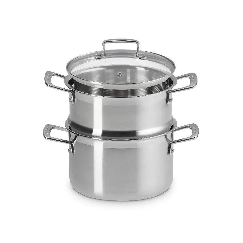 Le Creuset Classic 3-ply Stainless Steel 20cm Casserole with Steamer and Lid