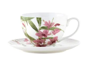 Maxwell & Williams Royal Botanic Gardens Australian Orchids Cup & Saucer 240ML Pink Gift Boxed