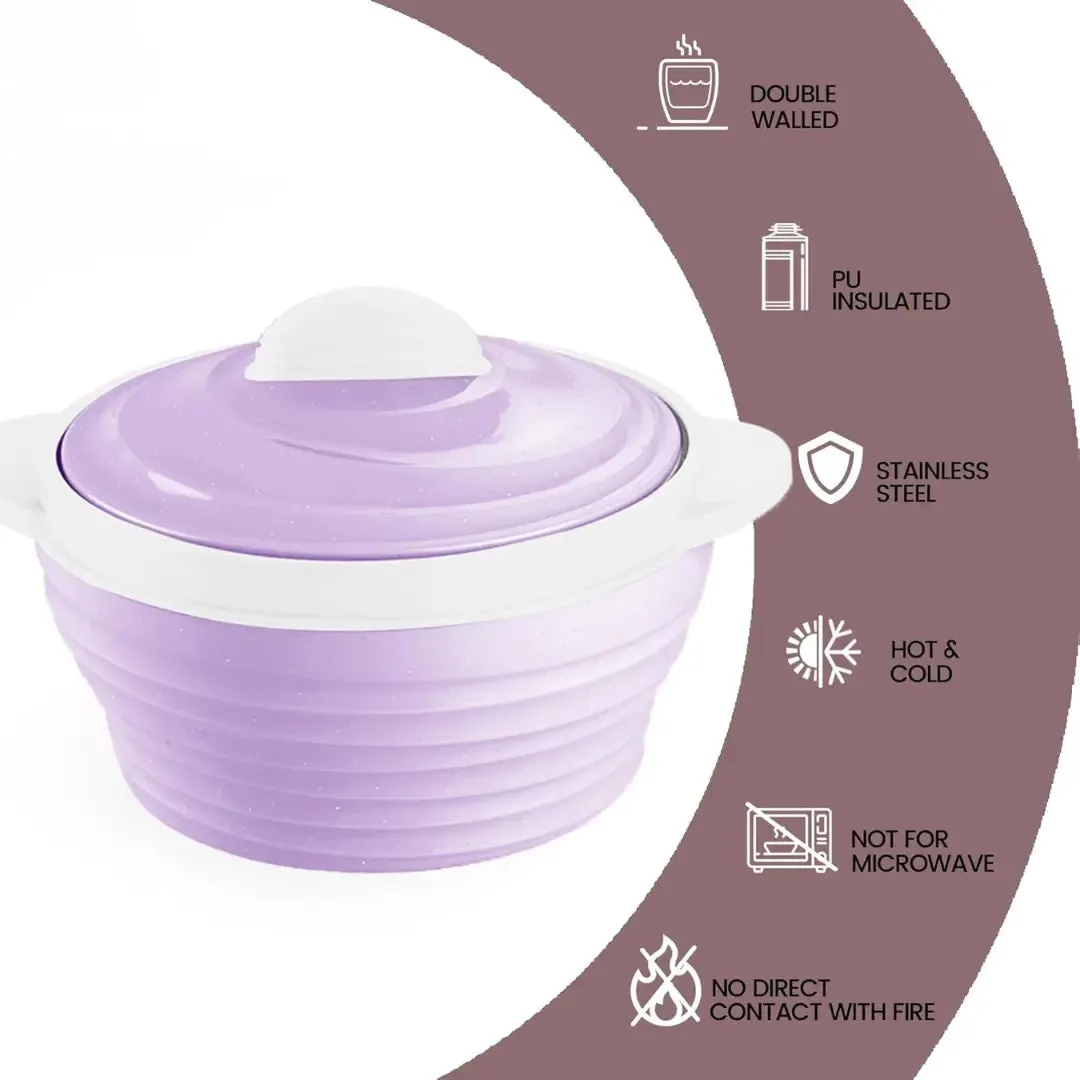 Nayasa Cornello Insulated Stainless Steel Casserole Set of 3 (500ml, 1000ml, 1500ml) – Purple