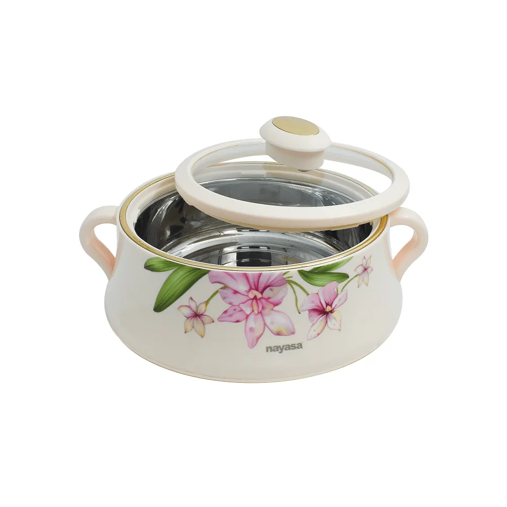 Nayasa Lorenzo Casserole Set With Glass Lid (1000ml,1500ml,2000ml)