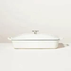 New - Enamel Coated Casserole/Bakeware Dish with Lid Cream - Hearth & Hand with Magnolia