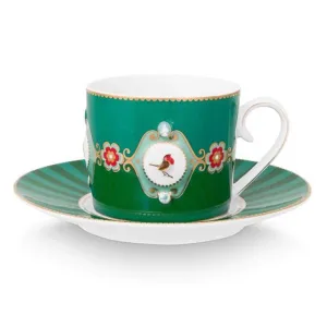 Pip Studio Love Birds Medallion Cup & Saucer - Emerald Green