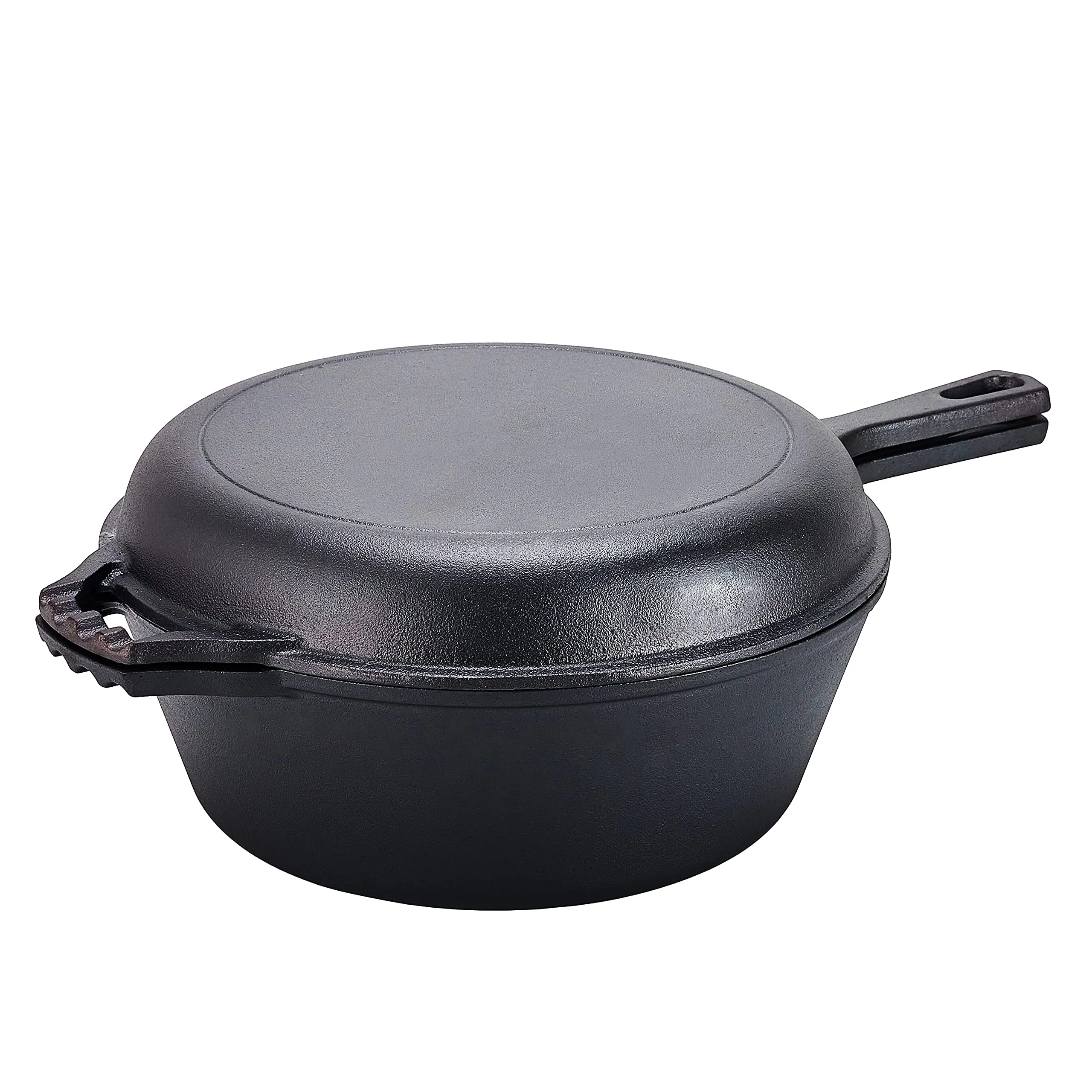 PreSeasoned 2-In-1 Cast Iron Multi-Cooker Heavy Duty Skillet And Lid Set, Versatile