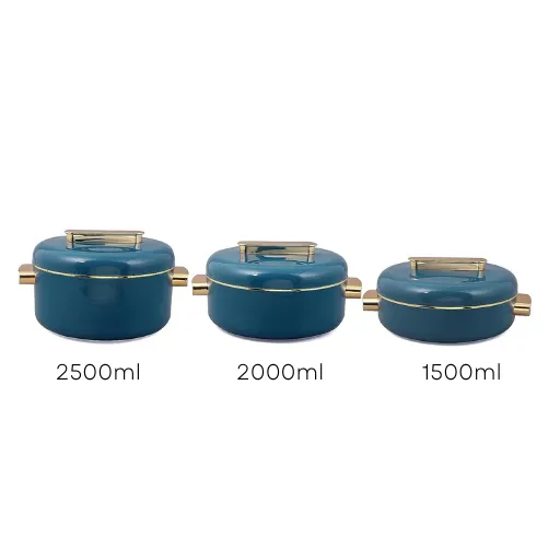 RISHABH Insulated Serving Premium Casserole Set with Lid (1500, 2000, 2500 ml) (Teal Blue)