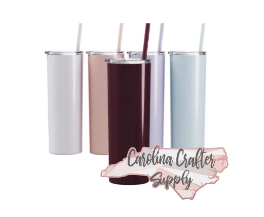 Steel Skinny Tumbler - 20 Ounce Powder Coated Stainless Steel Skinny Tumbler