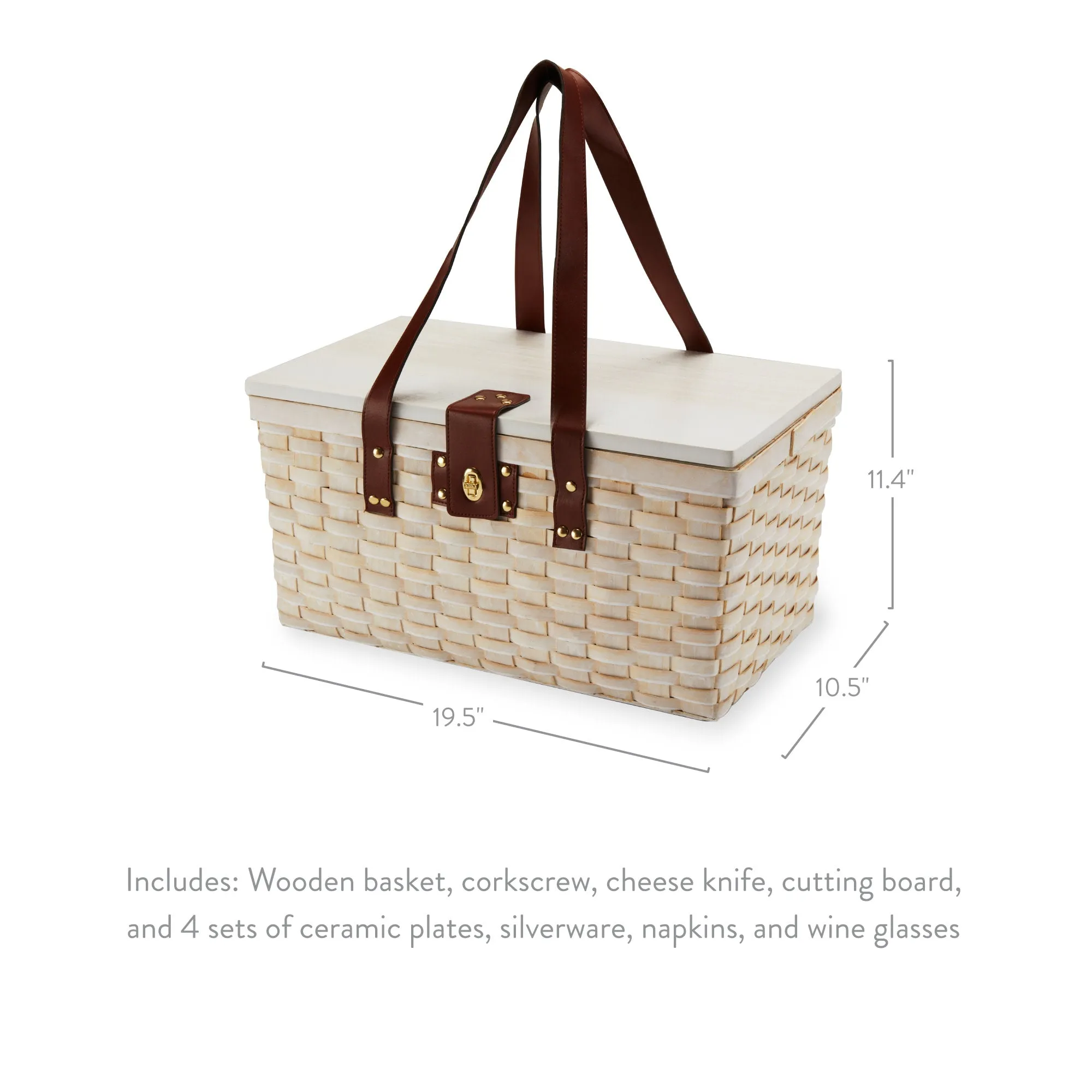 Tahoe Cream Picnic Basket for Four