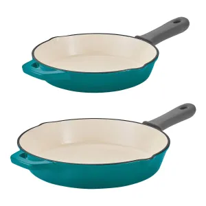 Tramontina Enameled Cast Iron Skillets, Pack of 2 Set - 10 & 12 Inches