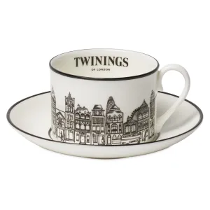 Twinings 216 Strand Teacup & Saucer - Black Design