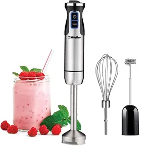 Ultra-Stick 500 Watt 9-Speed Immersion Multi-Purpose Hand Blender Heavy Duty Copper Motor Brushed 304 Stainless Steel With Whisk, Milk Frother