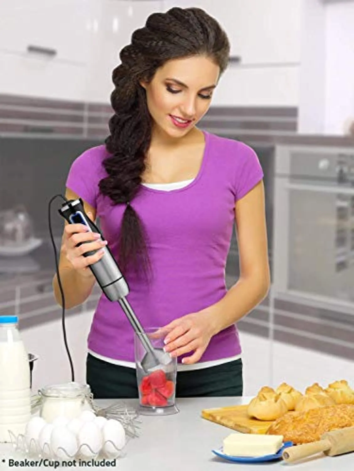 Ultra-Stick 500 Watt 9-Speed Immersion Multi-Purpose Hand Blender Heavy Duty Copper Motor Brushed 304 Stainless Steel With Whisk, Milk Frother