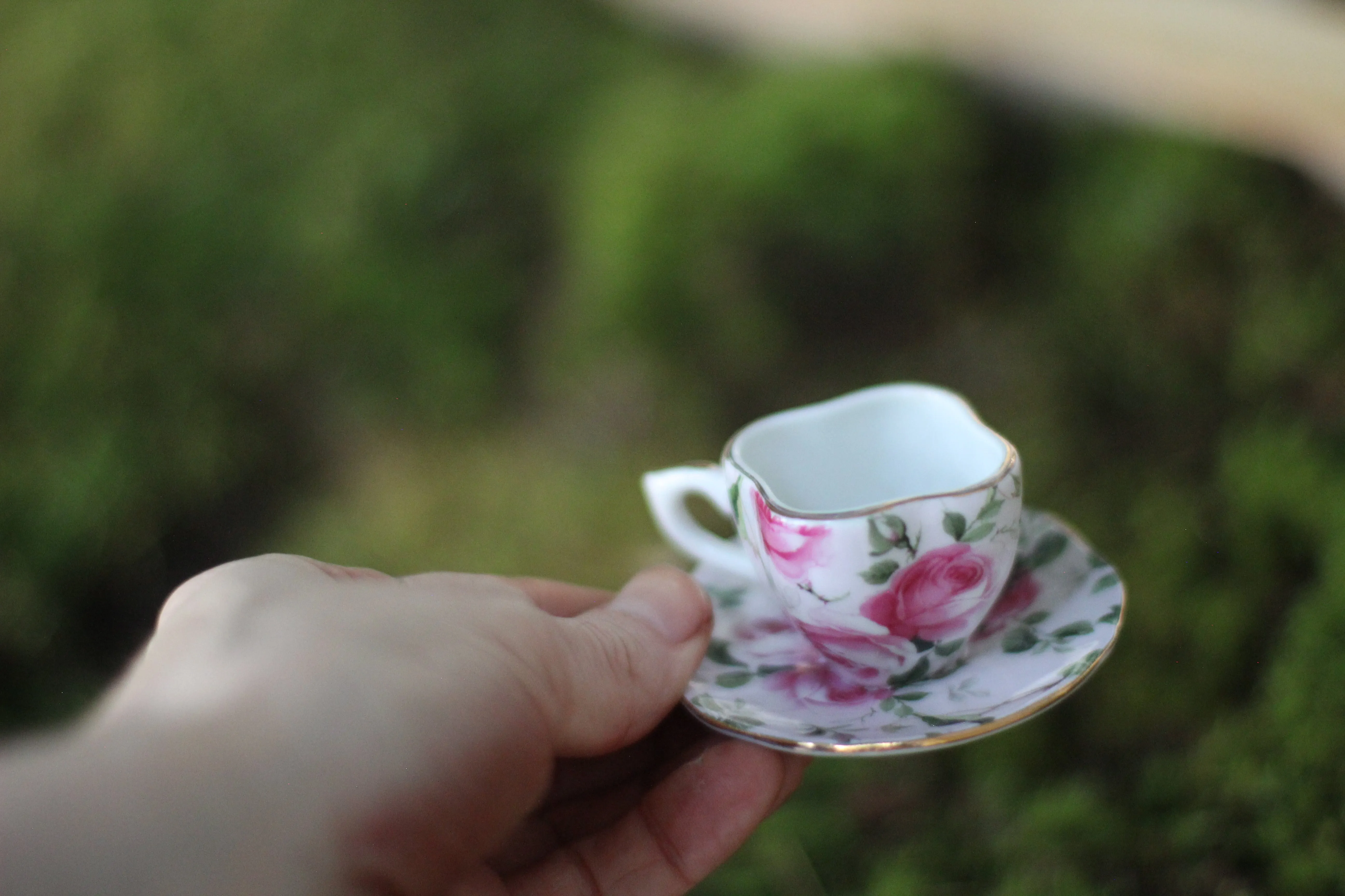 Vintage Miniature Floral Doll House Tea Cup Set